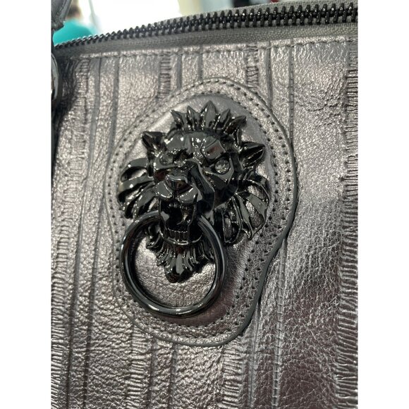 Sharif Legacy Caviar Snake Leather Satchel with Card Case Double Handle Silver - Picture 5 of 11